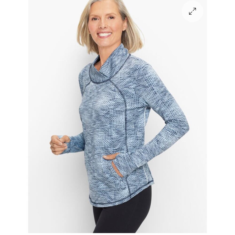T by Talbots Adrenaline Wrap Collar Pullover Long‎ Sleeve Top Medium Thumbholes